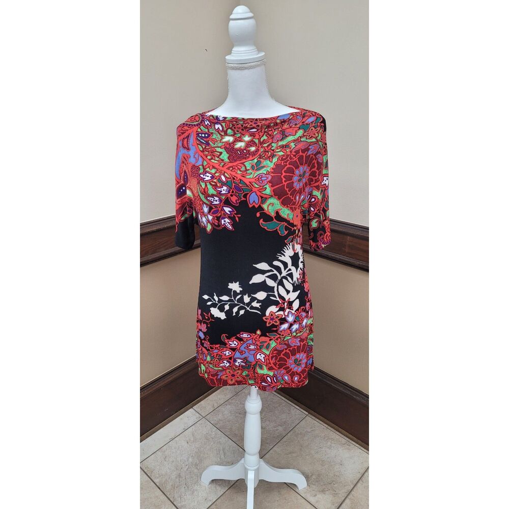 Chico’s Travelers Boho Floral Mini Dress/Tunic Size 0 (Small)